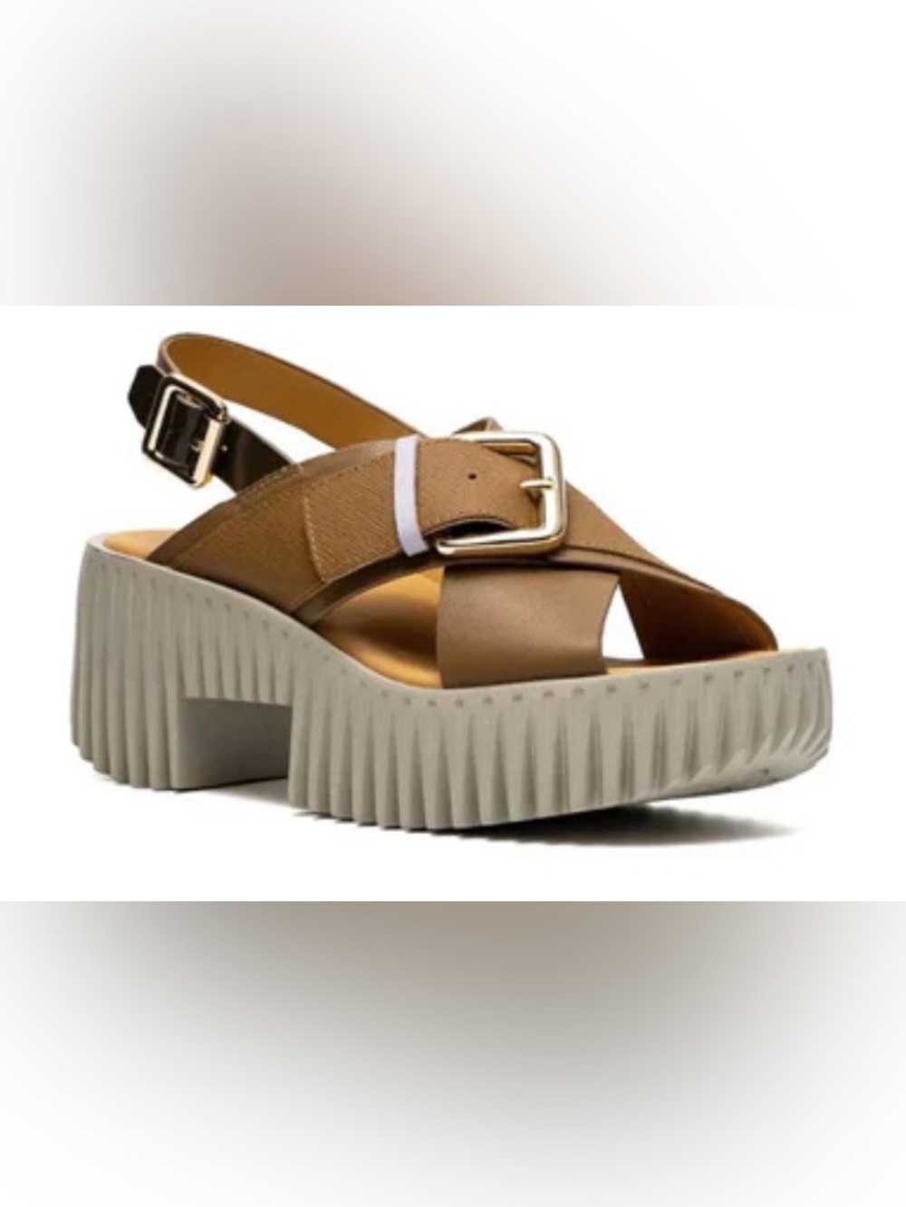 Womens 4CCCCESS Plia Juno Platform Sandals with White Ridged Sole - Picture 2 of 10